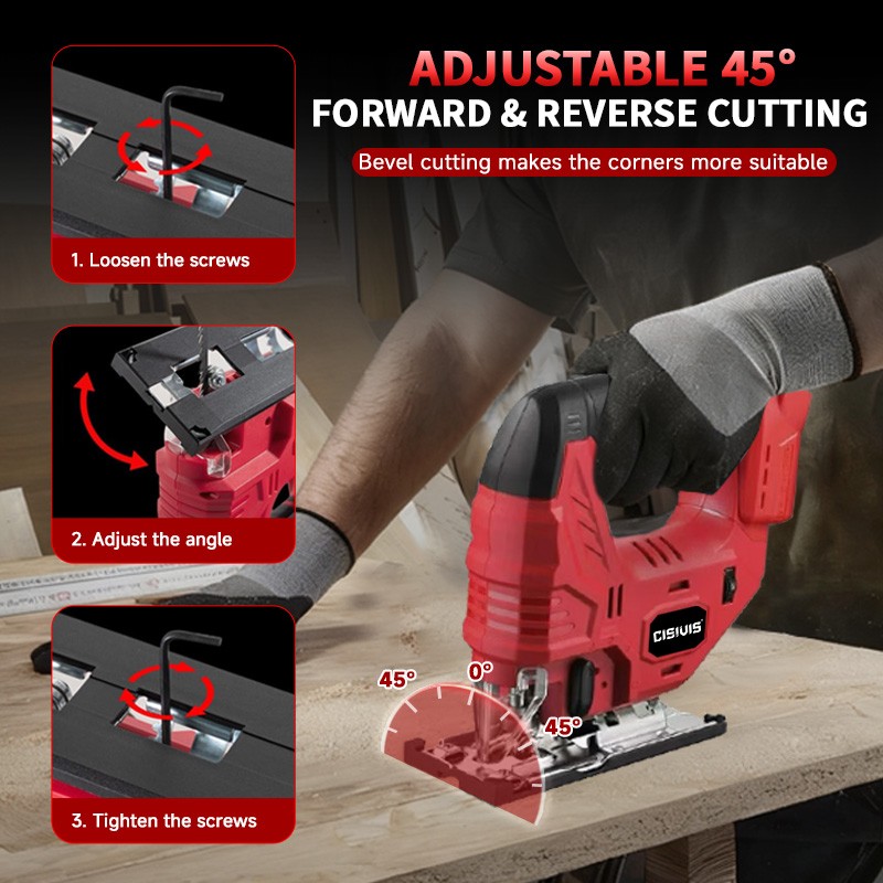 Jigsaw for Milwaukee 18V Battery, Cordless Jig Saw Tool, Brushless Motor, Variab