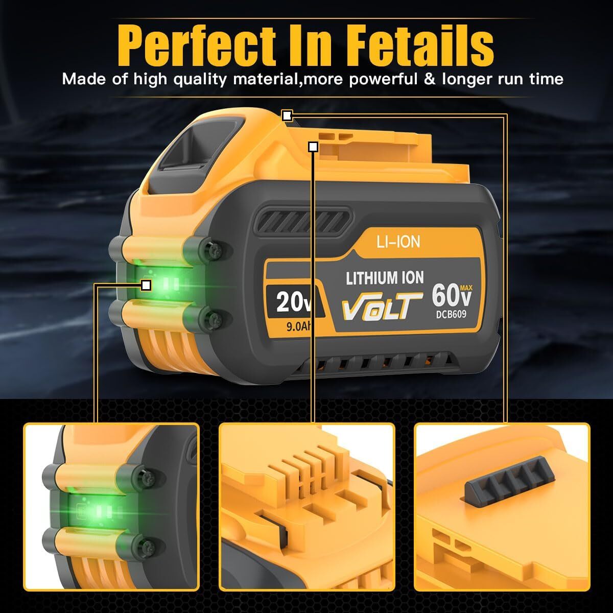 6 Pack DCB609-2 For DEWALT FLEXVOLT 20V/60V 12Ah 9Ah MAX Li-Ion Battery DCB606