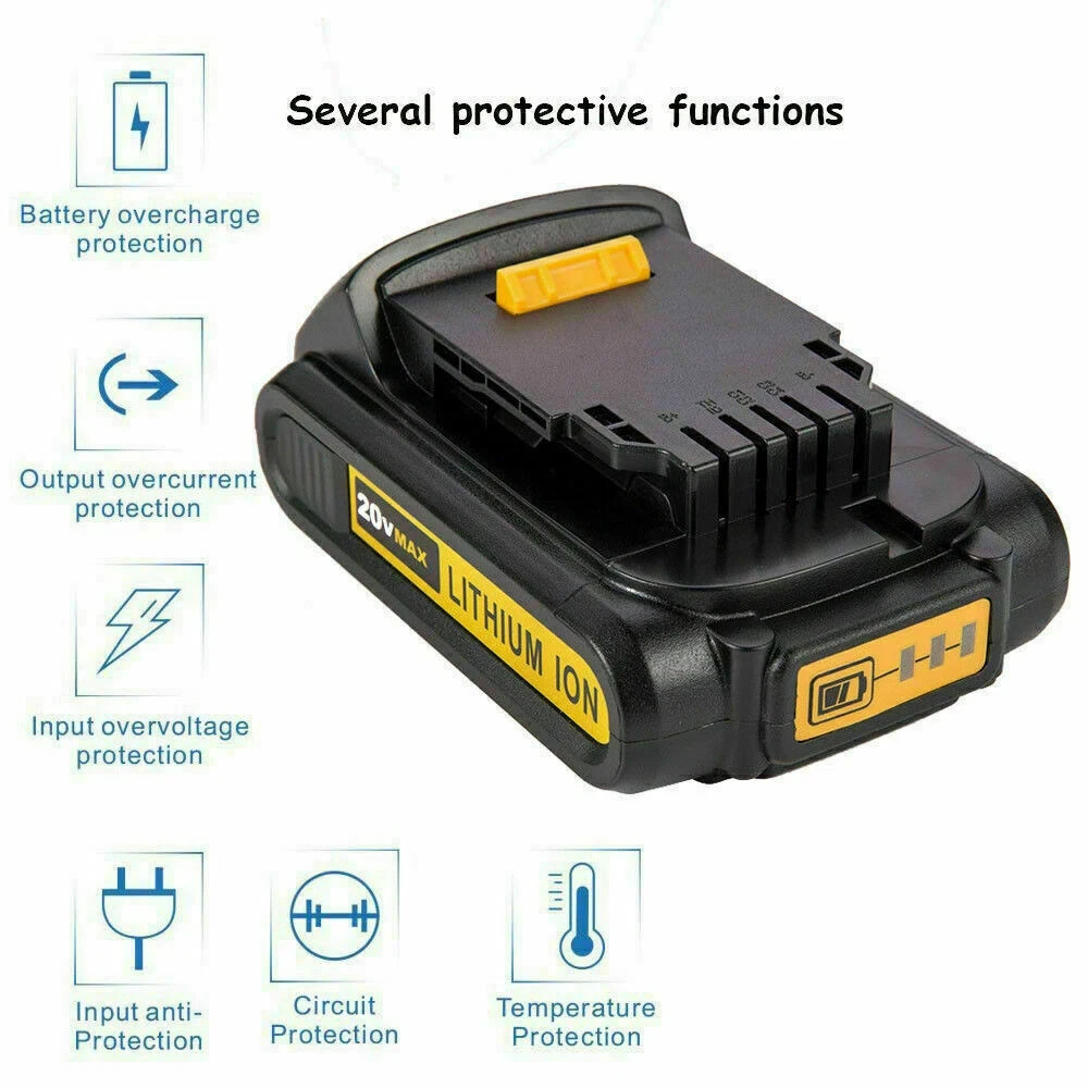 2 Pack 3.0AH for Dewalt 20V 20Volt Max XR Lithium Battery DCB206-2 DCB205 DCB200