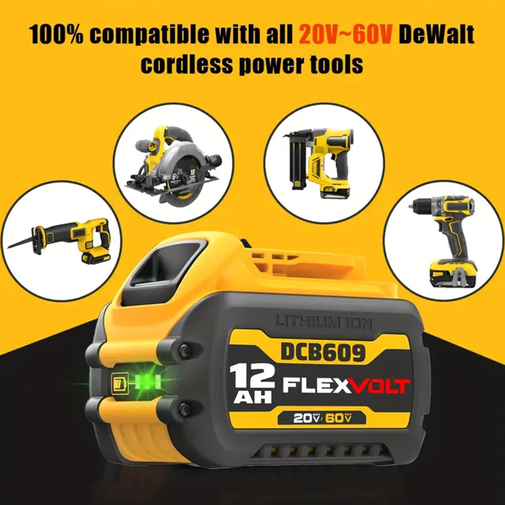 6 Pack DCB609-2 For DEWALT FLEXVOLT 20V/60V 12Ah 9Ah MAX Li-Ion Battery DCB606