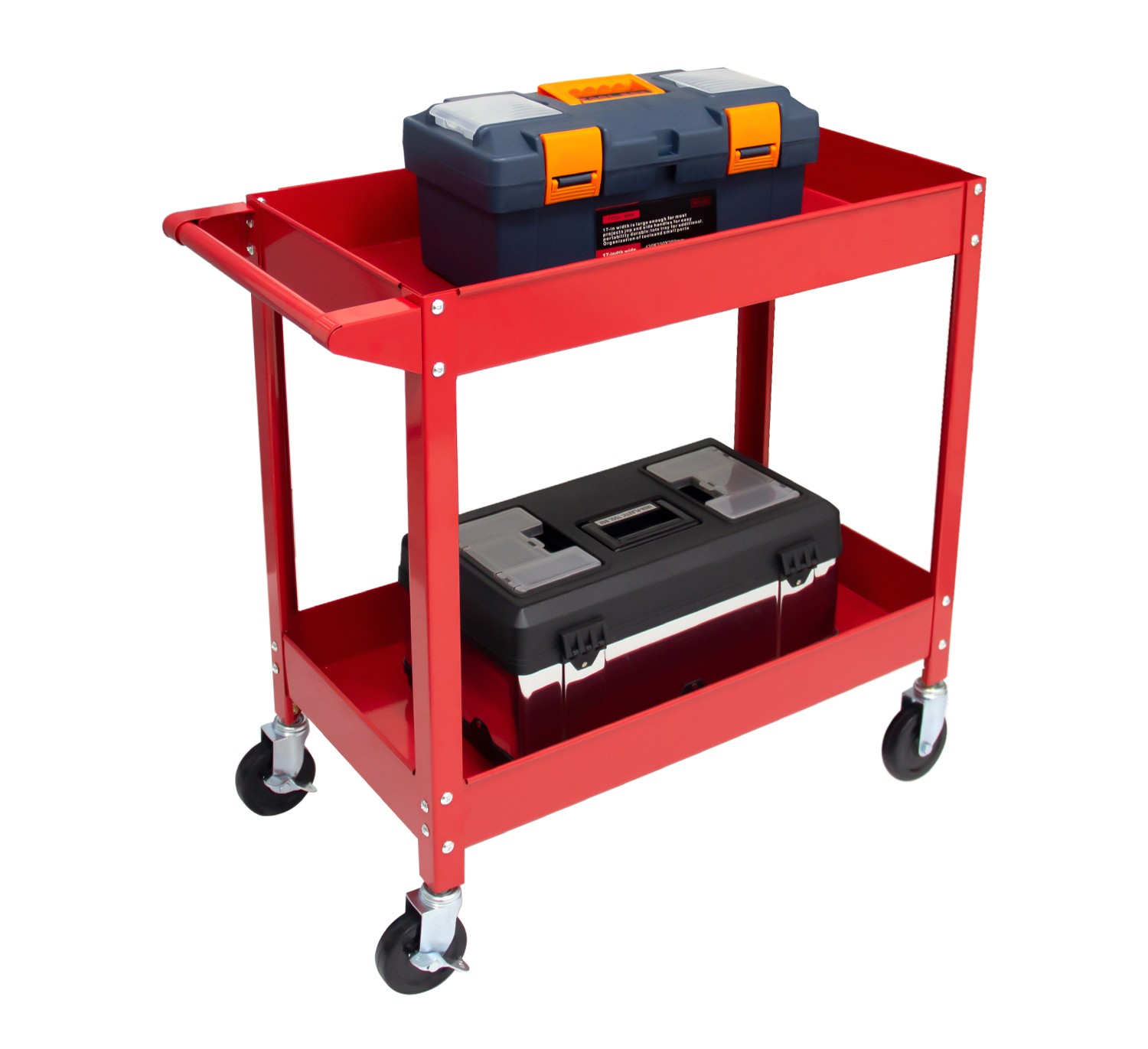 2/3 Shelf Steel Utility Cart, Large 30″ Tool Storage Organizer Red/Yellow