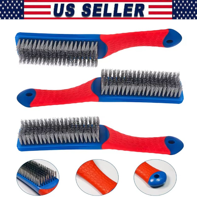 Heavy Duty Stainless Steel Wire Brush with Plastic Handle for Removing Rust Dirt
