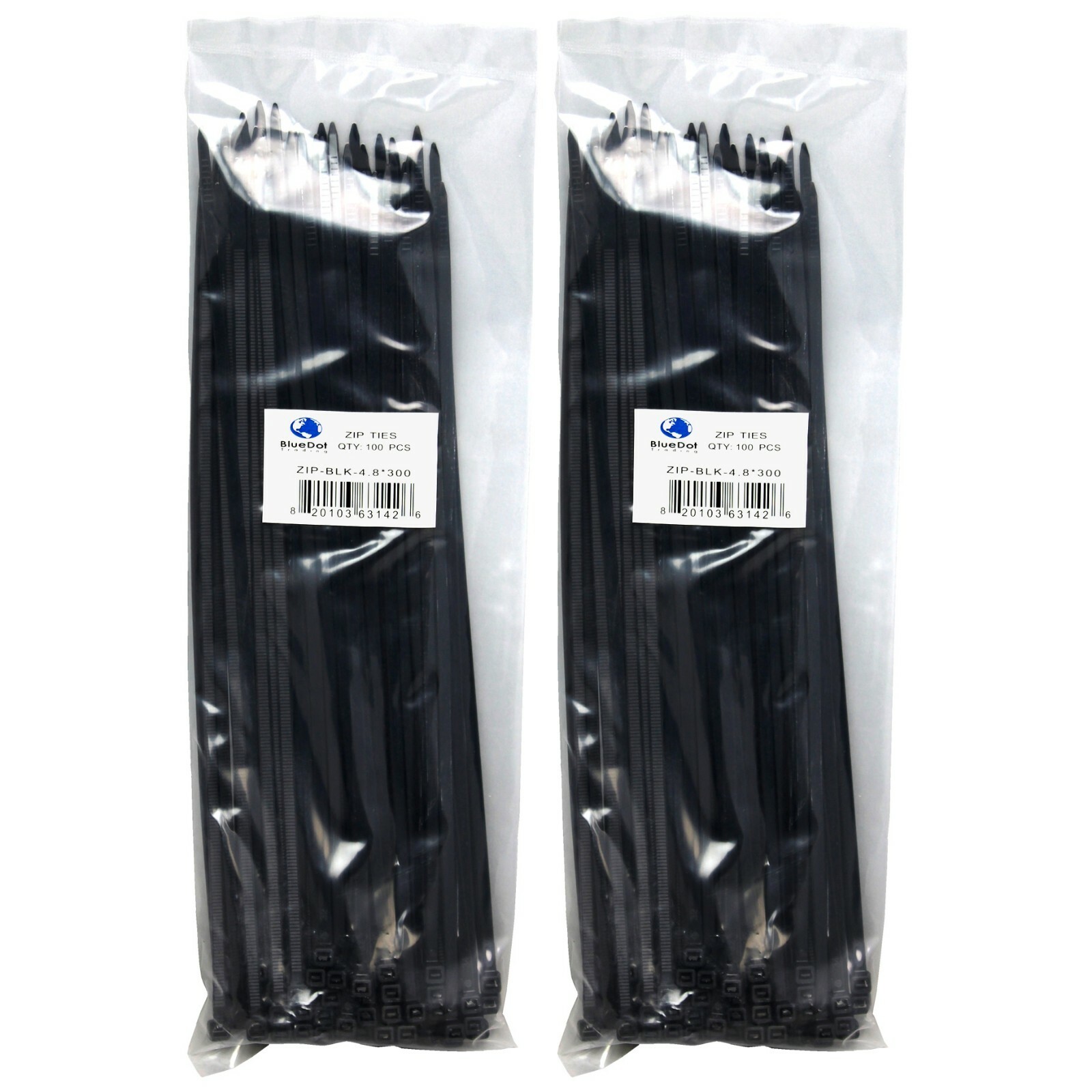 200 Pack Cable Ties Tie Wraps Plastic Nylon Zip Ties Strong Extra Long NEW 12″