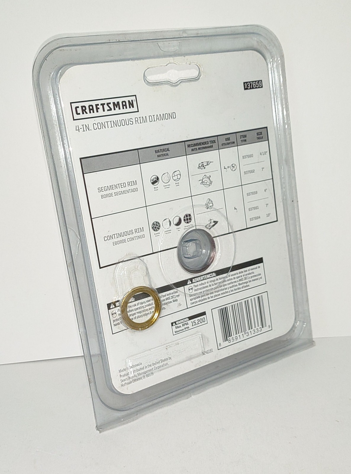 Craftsman 4” Continuous Rim Diamond Saw Blade 9-37659 Wet Cutting Tile