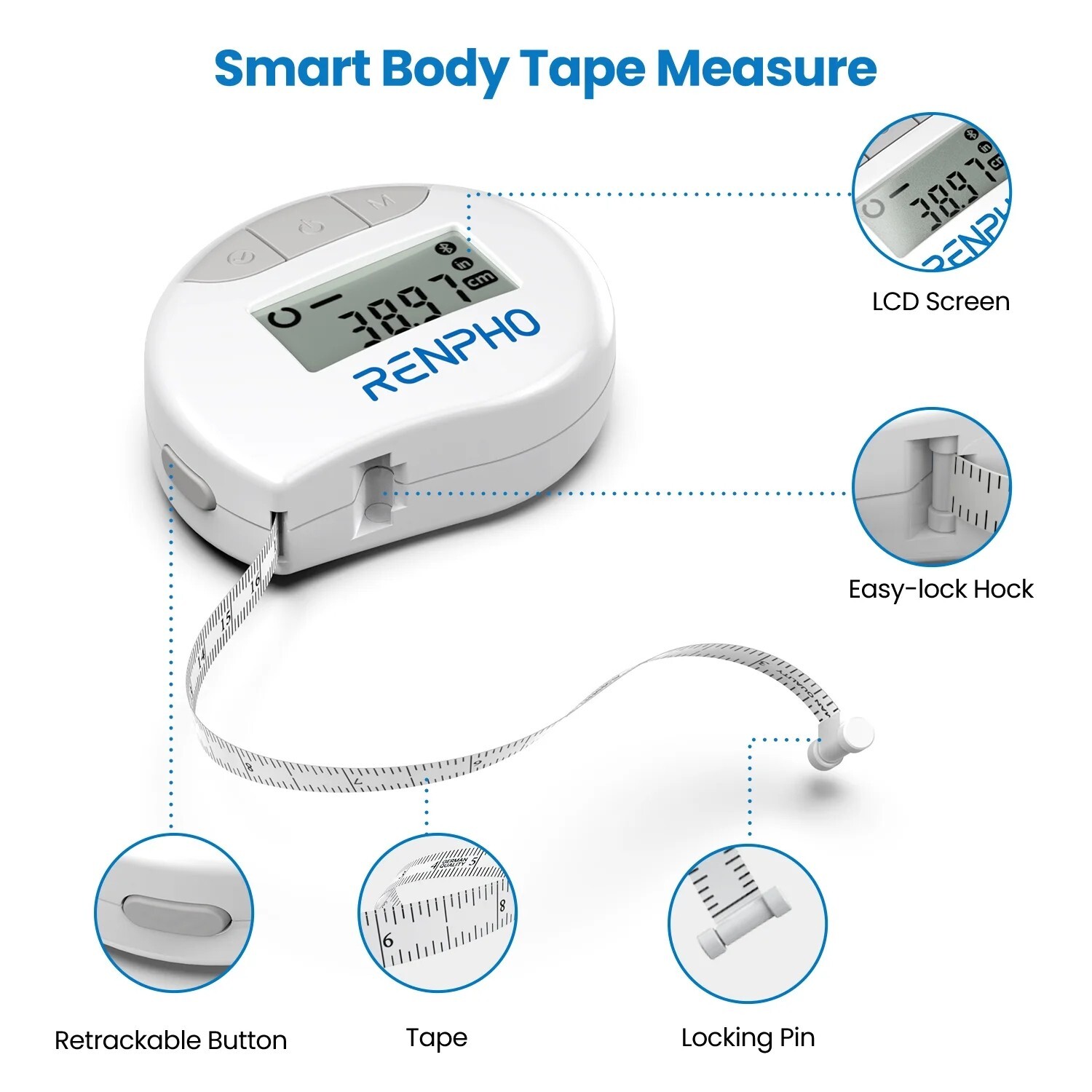 Smart Tape Body Measuring Tape Bluetooth Tailor Tape Ruler Seamstress Soft Flat