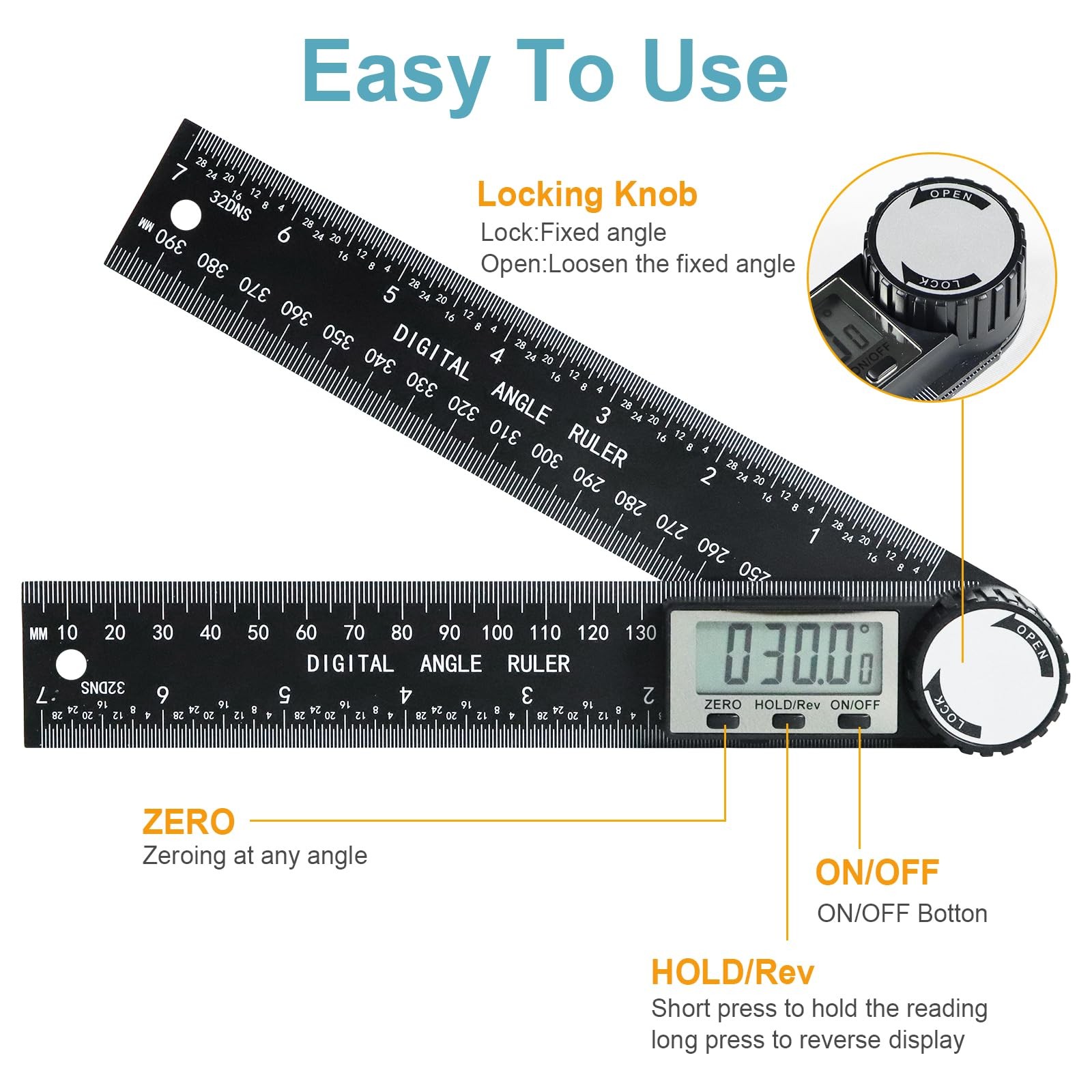 Third Generation Protractor Angle Finder, Digital Ruler with…