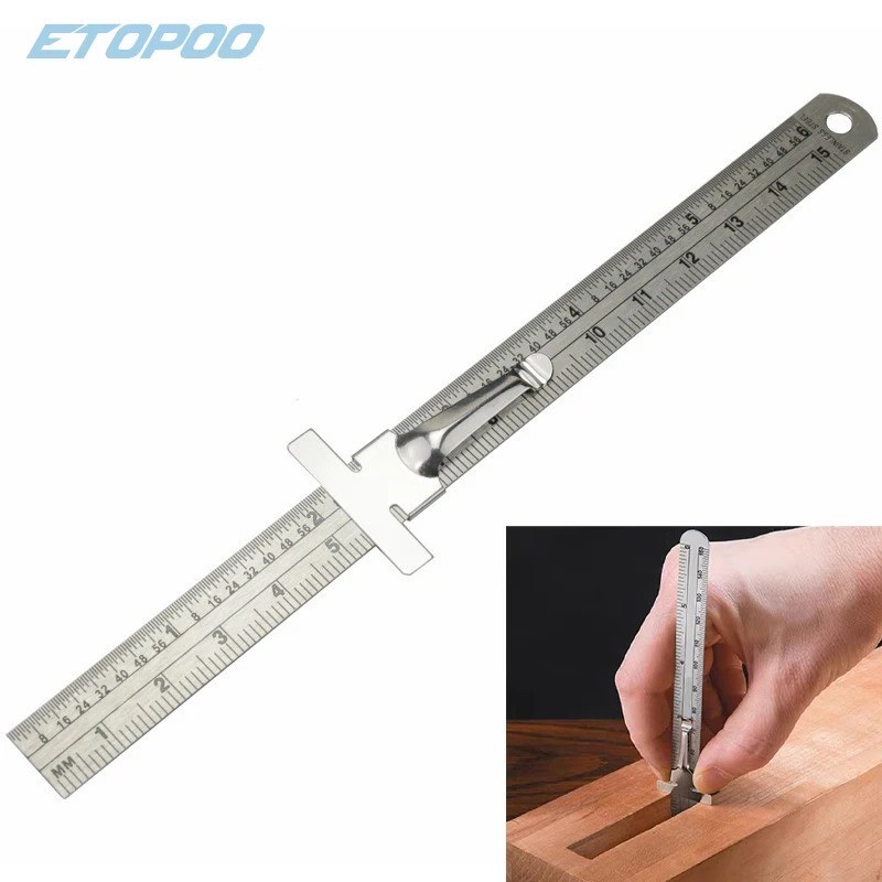 1pc 6″ Stainless Steel Pocket Measuring Ruler with Clip Metric & SAE 1/2″ Wide