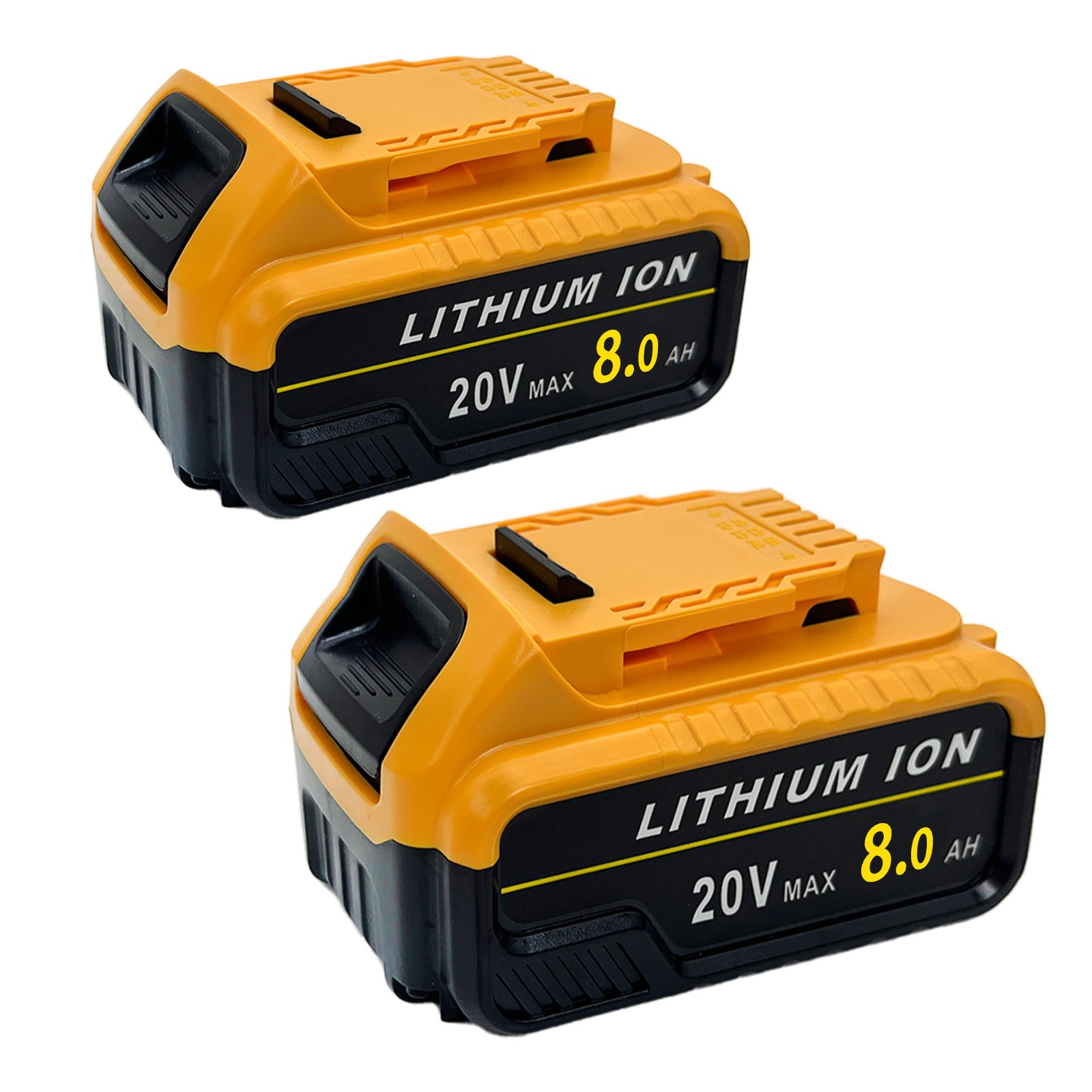 High-Capacity 20V Max Li-Ion Battery Pack (x2) with 3-LED Indicator, 8Ah Each