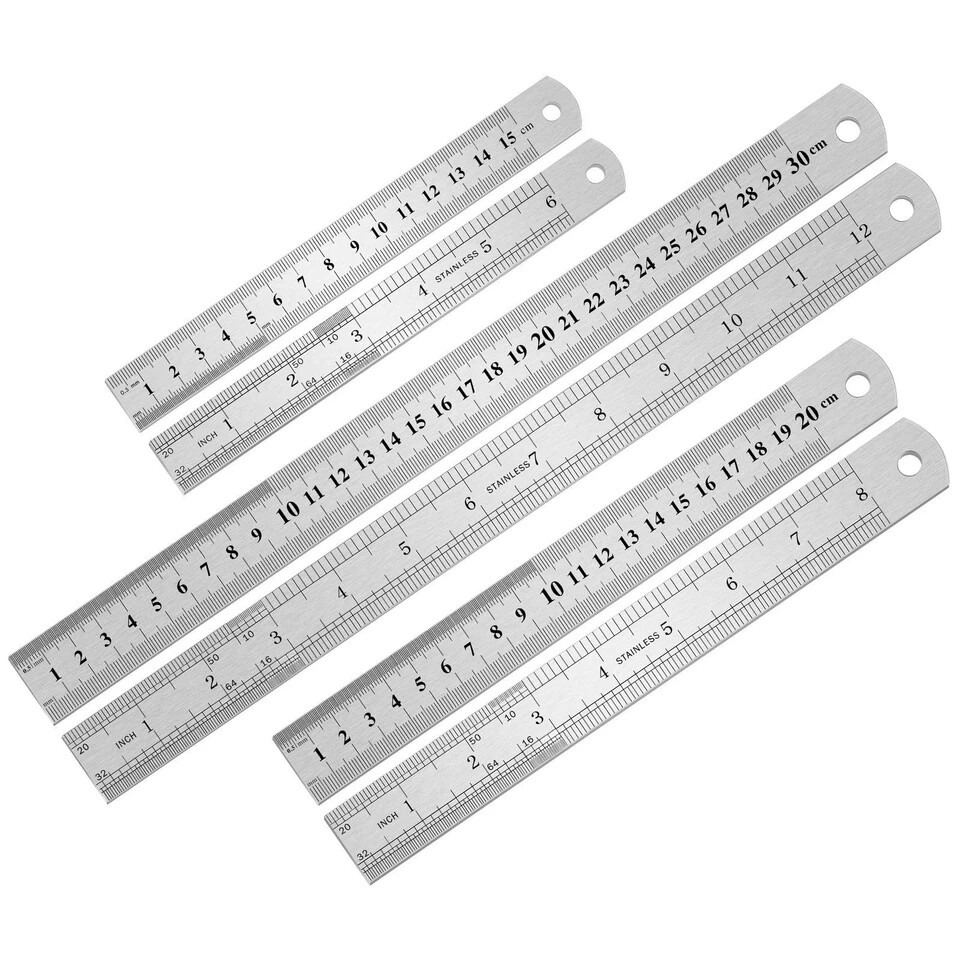 4”/6″/8”/12” inch Stainless Steel Double Sided Ruler Metal Metric Imperial