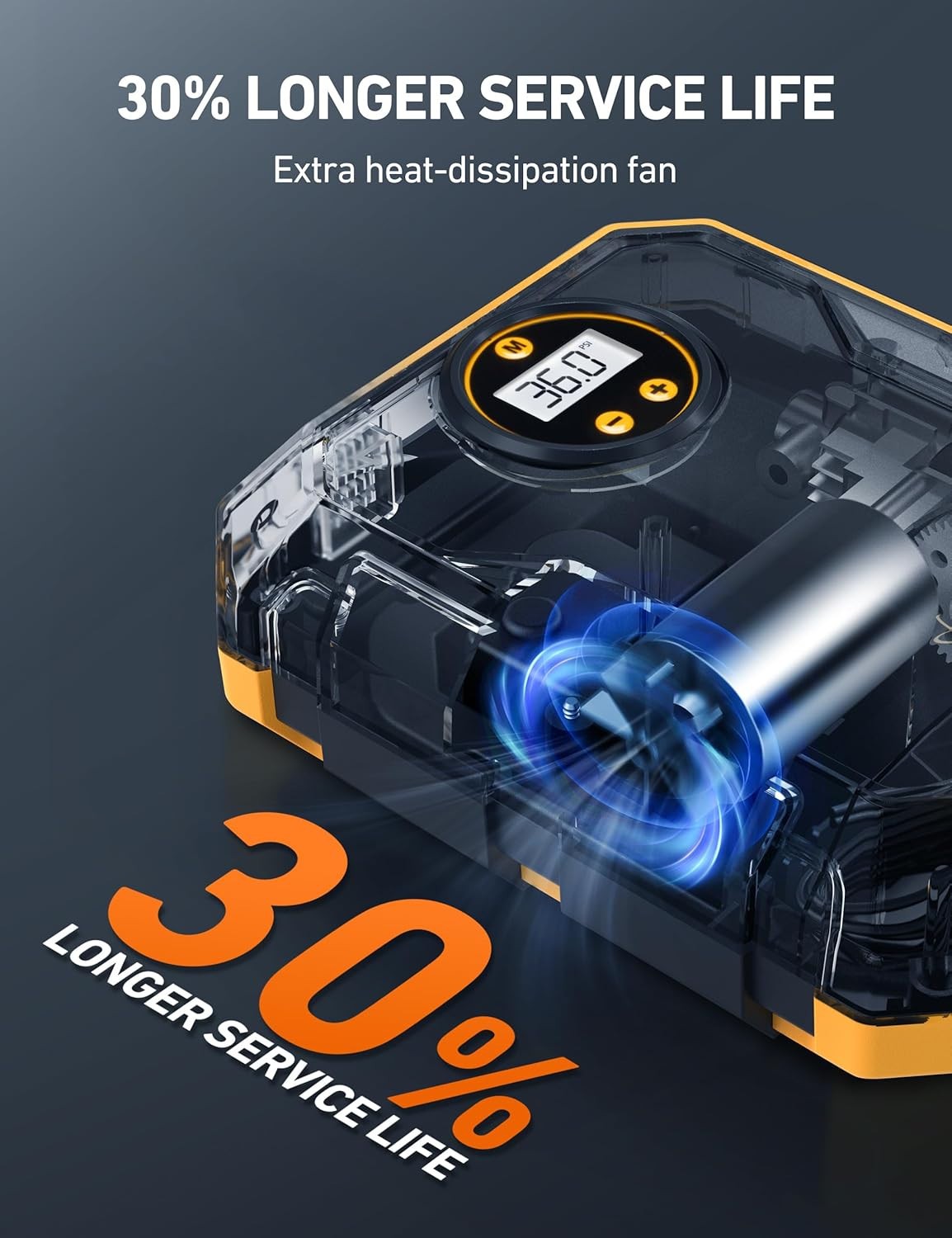 YELLOW AstroAI Tire Inflator Air Compressor 12V DC Portable Tire Pump 100PSI NEW