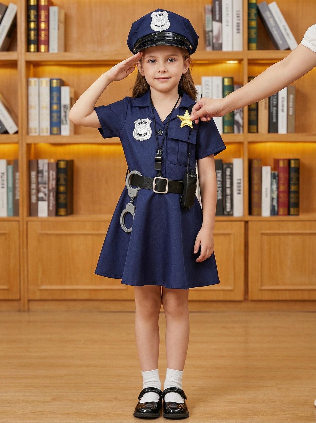 Gortykor Girls Police Officer Costume Cop Outfit for 5-6 Years, Blue