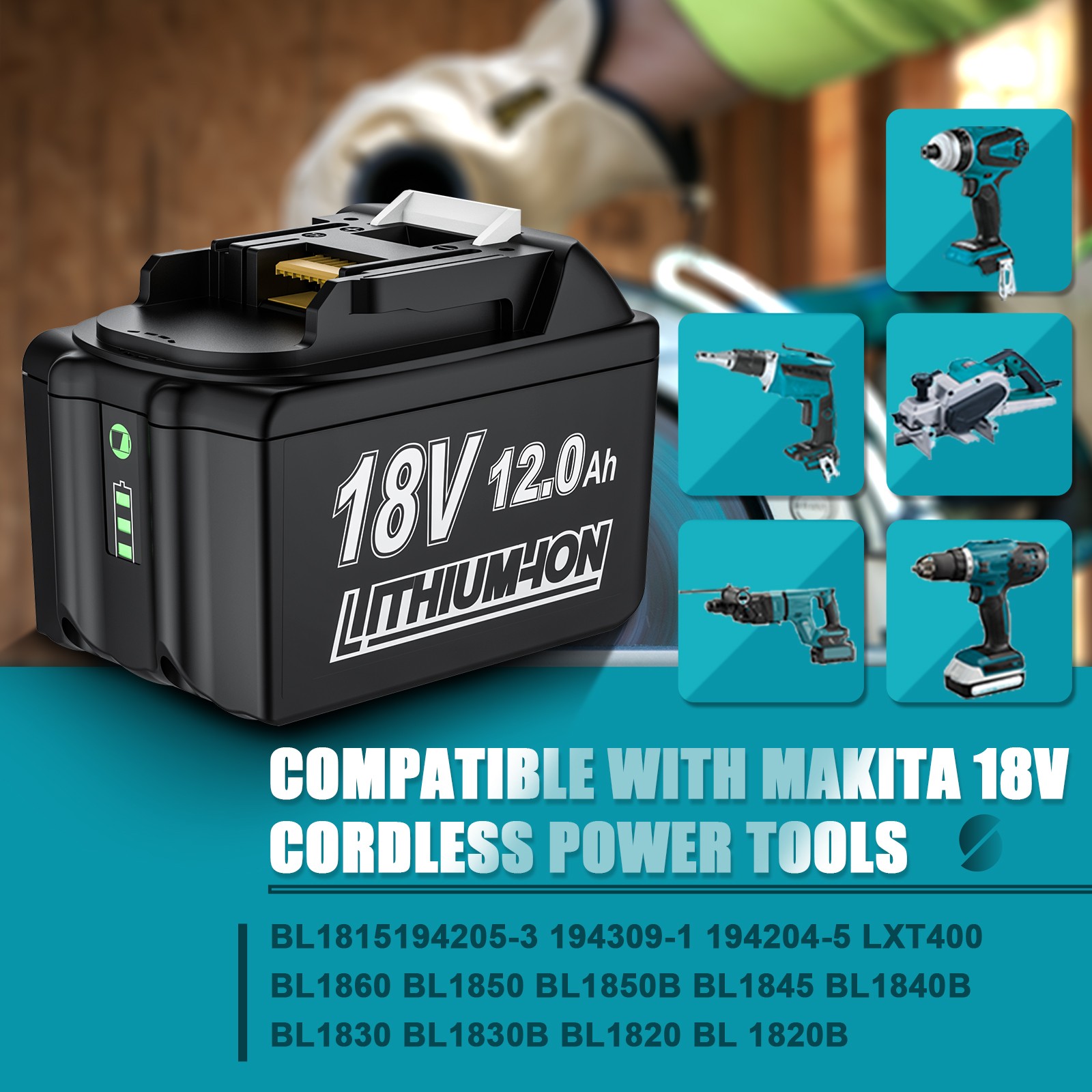8.0Ah BL1860B For Makita 18V 12.0Ah Lithium ion LXT BL1830 Battery NEW / Charger