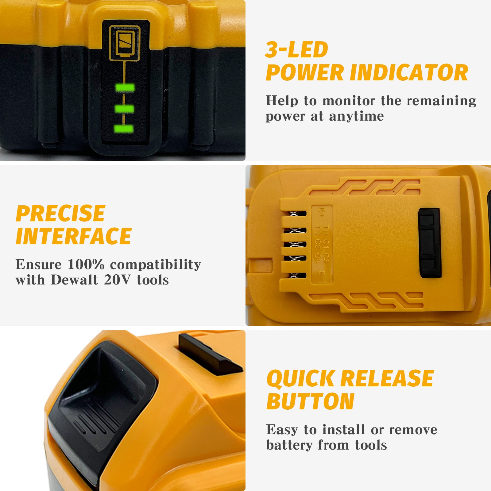 High-Capacity 20V Max Li-Ion Battery Pack (x2) with 3-LED Indicator, 8Ah Each