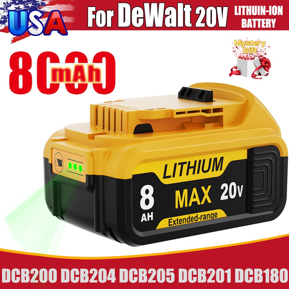 1 PACK For DeWalt 20V Max 8.0AH Lithium Ion Battery DCB200 DCB206-2 DCB205-2 NEW