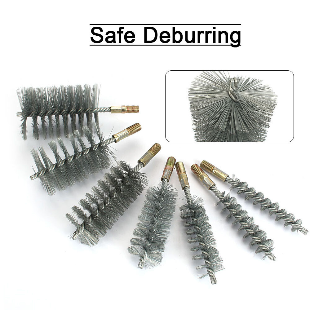 1Pcs 18~75mm Cylinder Stainless Steel Wire Round Tube Cleaning Brush Rotary Tool