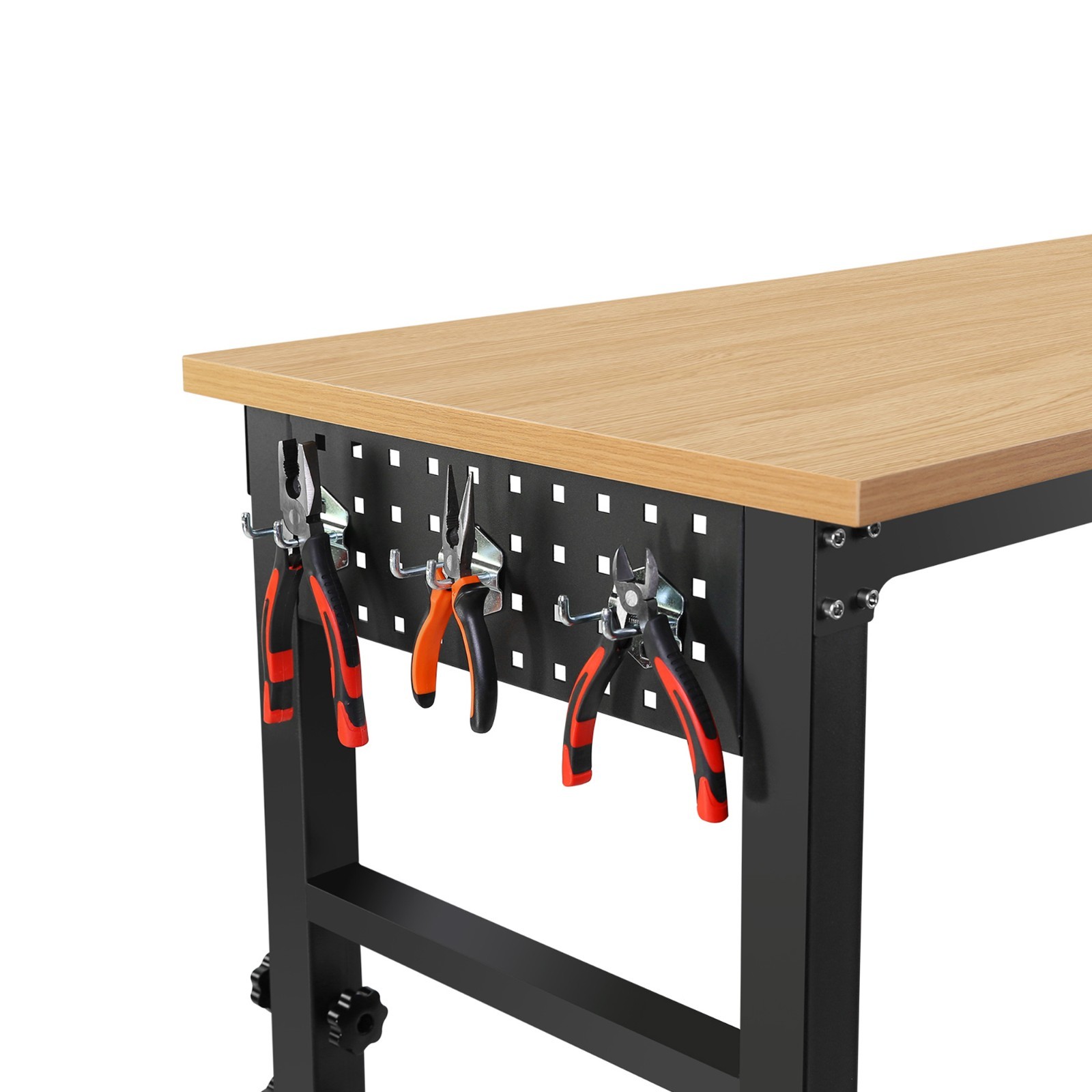 Adjustable Heavy Duty Workbench 72″ 2000LBS Rubberwood Top Power Outlets Garage