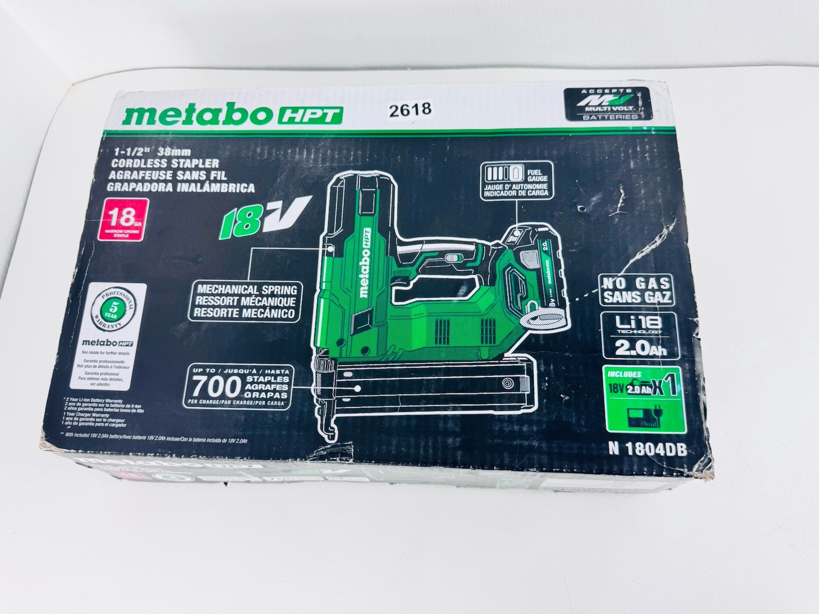Metabo HPT N1804DB 18V MultiVolt Narrow Crown Stapler 18GA – NEW Open Box Tested