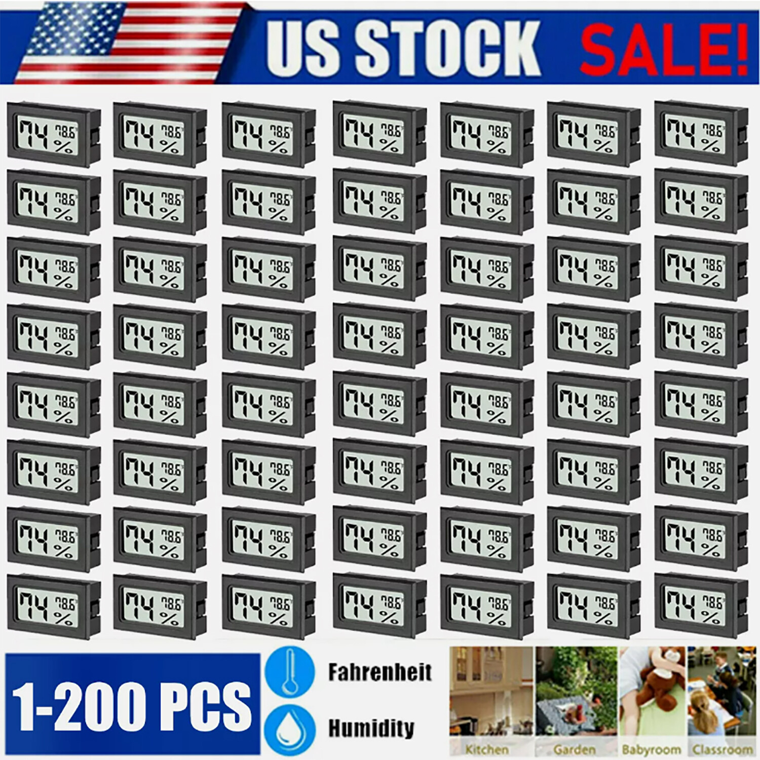 Digital LCD Indoor Outdoor Thermometer Hygrometer Temperature Humidity Meter Lot
