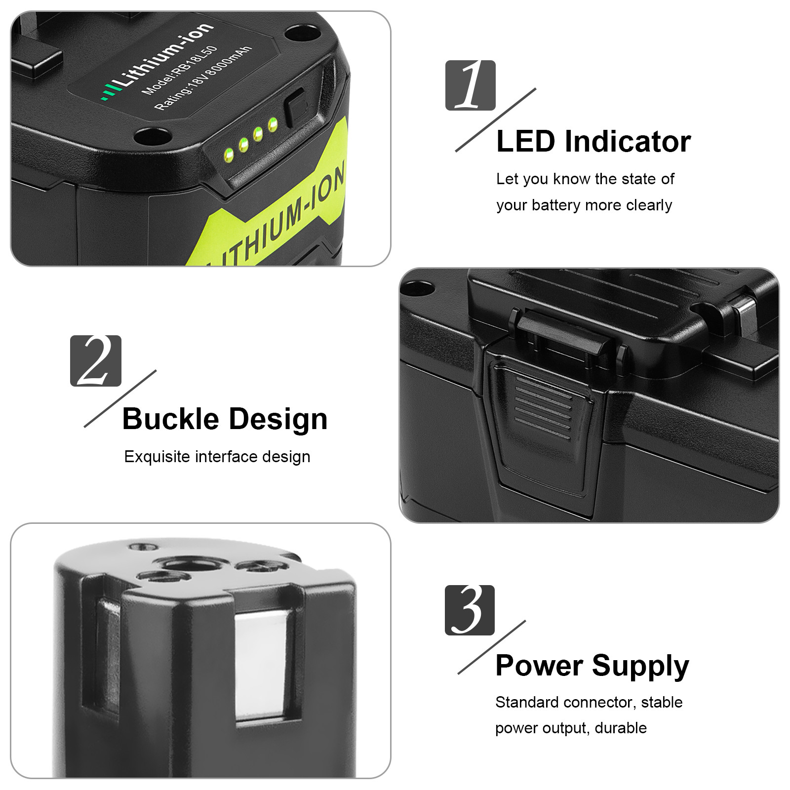 12.0Ah 8.0Ah Battery For RYOBI 18V High Capacity Li-Ion One+ Plus 18/40V Charger