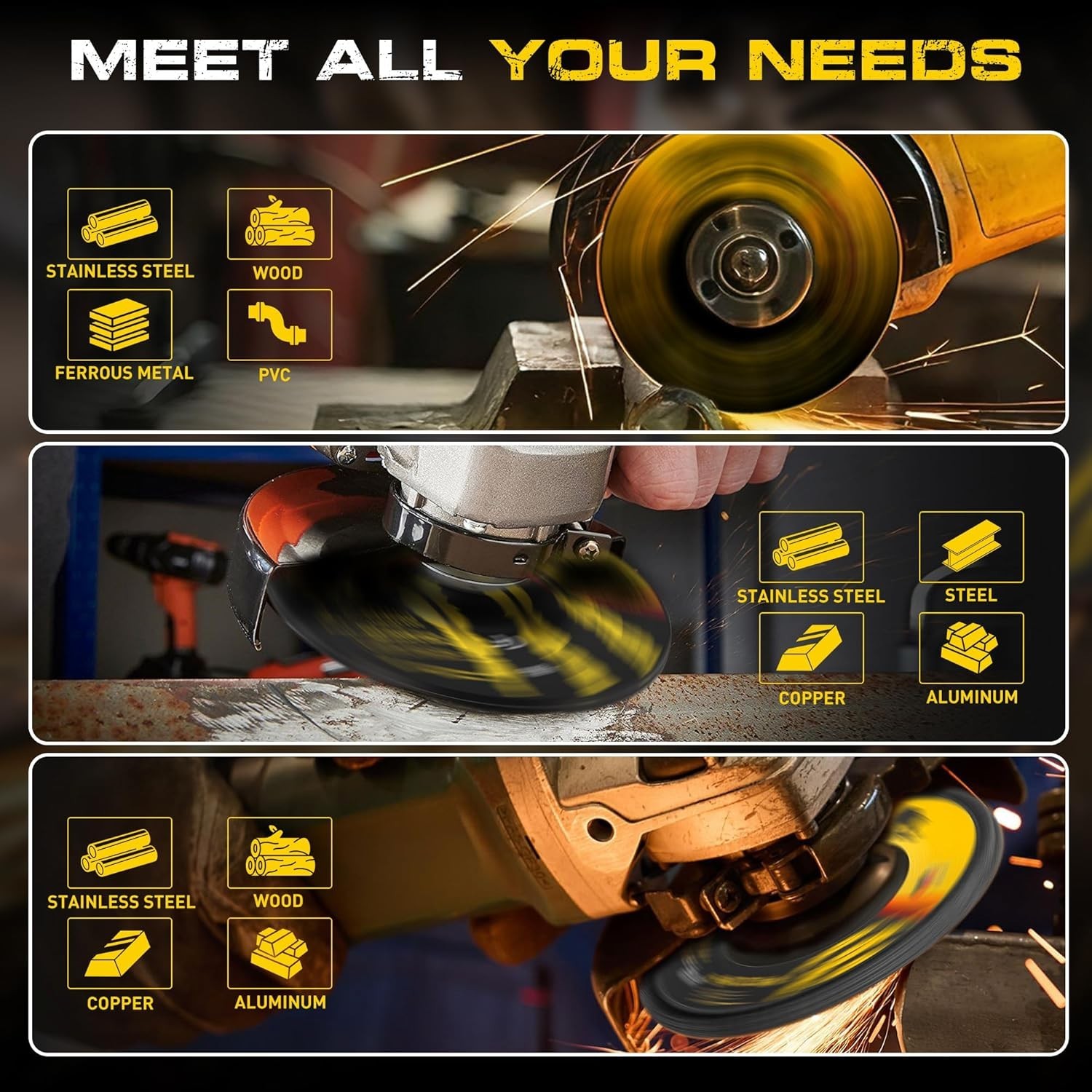 26-Pack Angle Grinder Disc Set: Cut-off, Flap, and Grinding Wheels Included