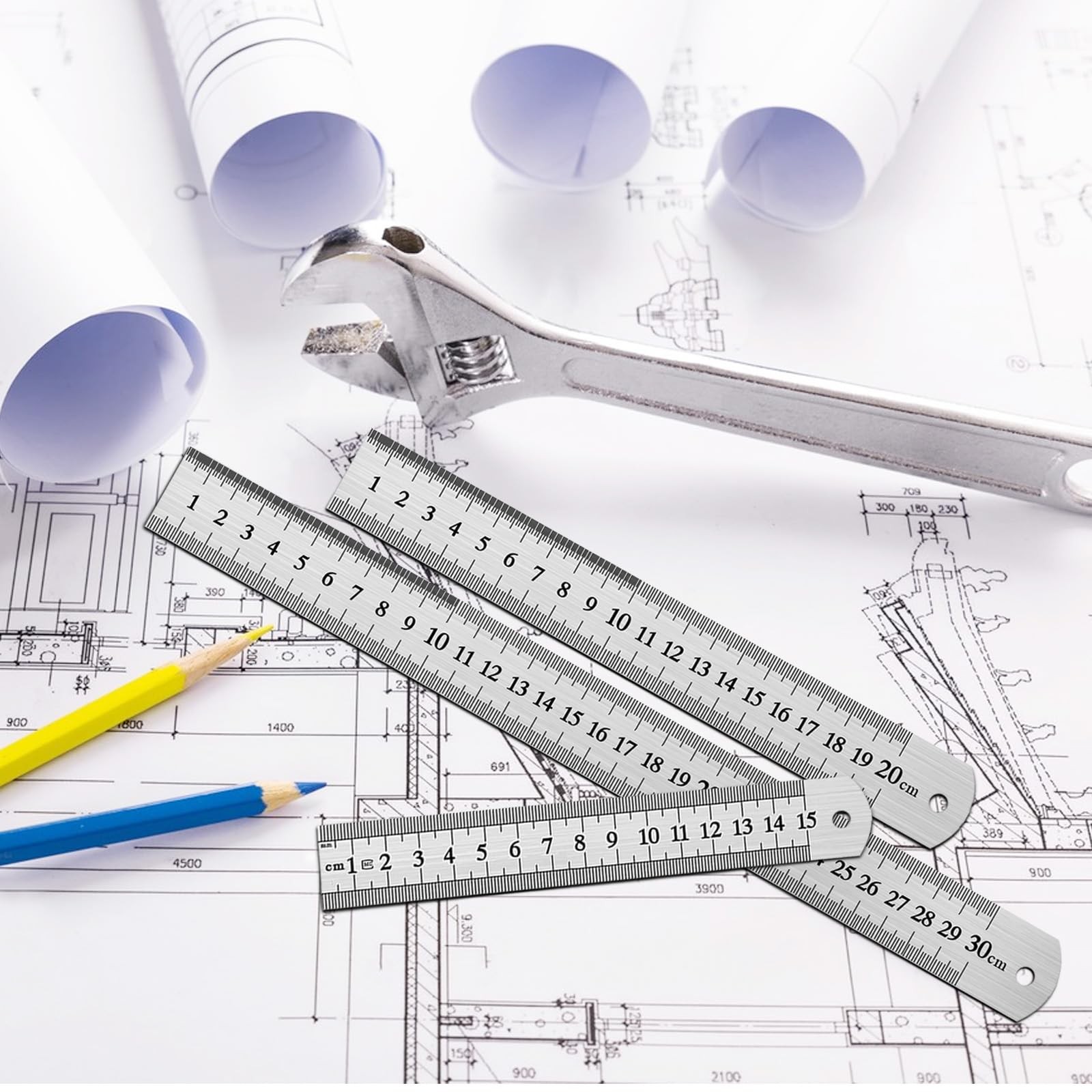 DTDNZKN 3 Pack Stainless Steel Ruler Set – Includes 6 inch 15 mm, 8 inch