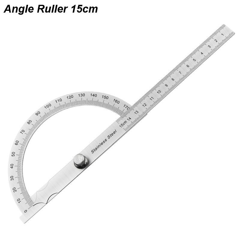 Stainless Steel Angle Protractor 180° Gauge Ruler Woodworking Measurement Tool