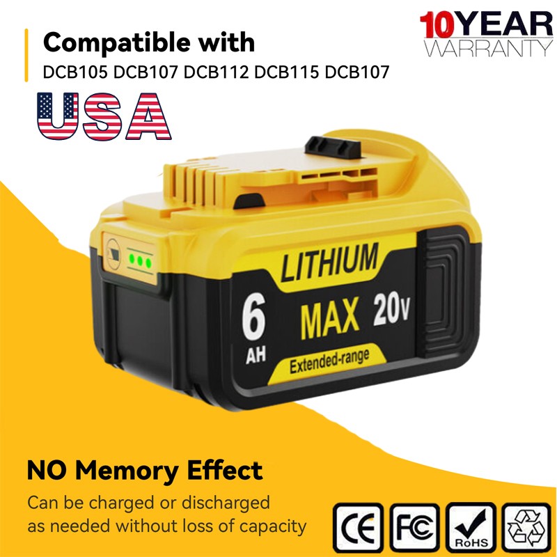4/1Pack 8 AH Lithium Ion Battery For DeWalt 20V 20 Volt Max DCB206 DCB200 DCB204
