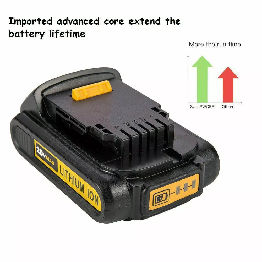 2 Pack 3.0AH for Dewalt 20V 20Volt Max XR Lithium Battery DCB206-2 DCB205 DCB200