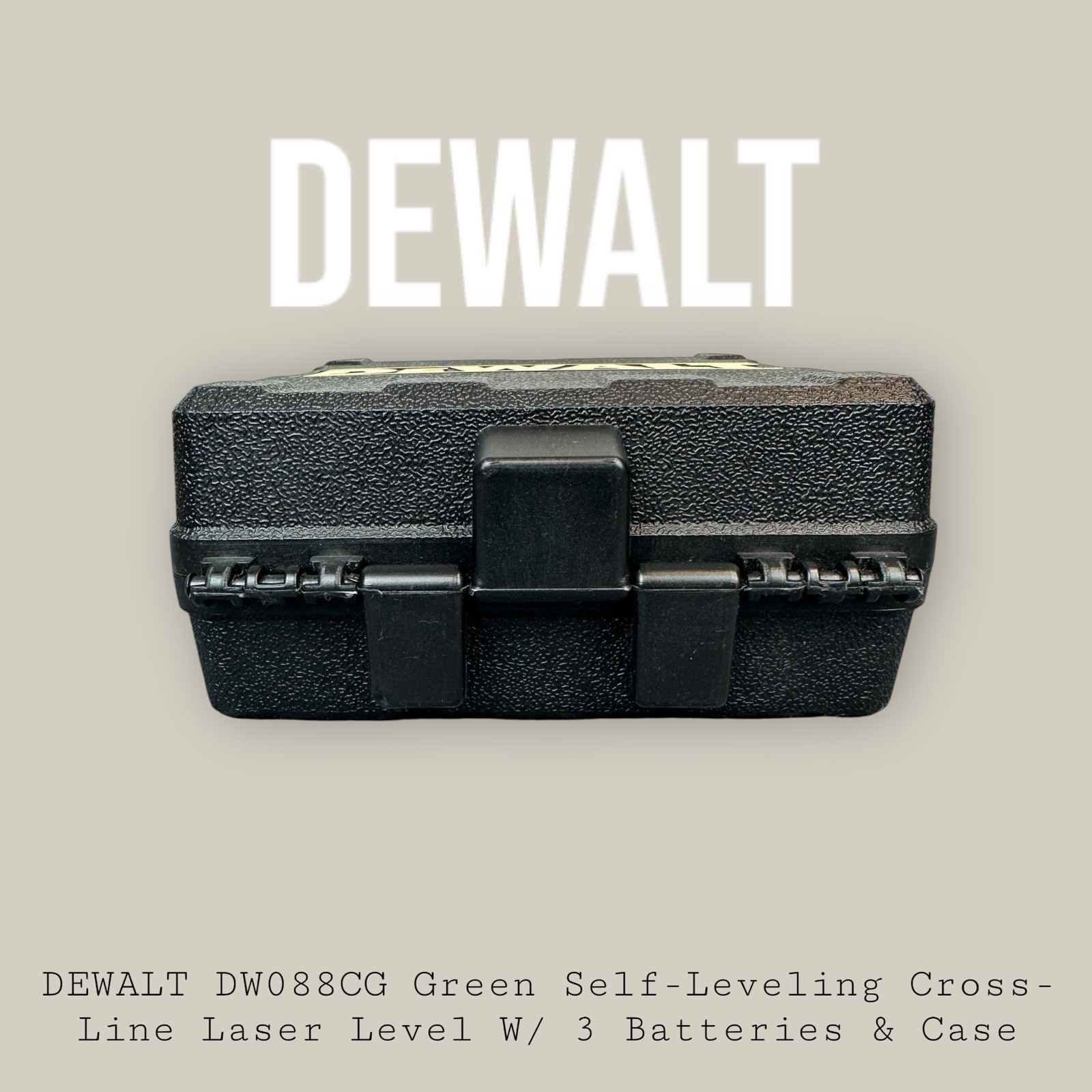 DEWALT DW088CG Green Self-Leveling Cross-Line Laser Level W/ 3 Batteries & Case