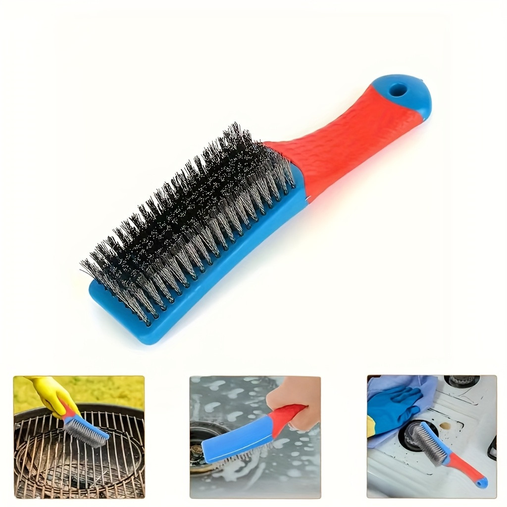 Heavy Duty Stainless Steel Wire Brush with Plastic Handle for Removing Rust Dirt