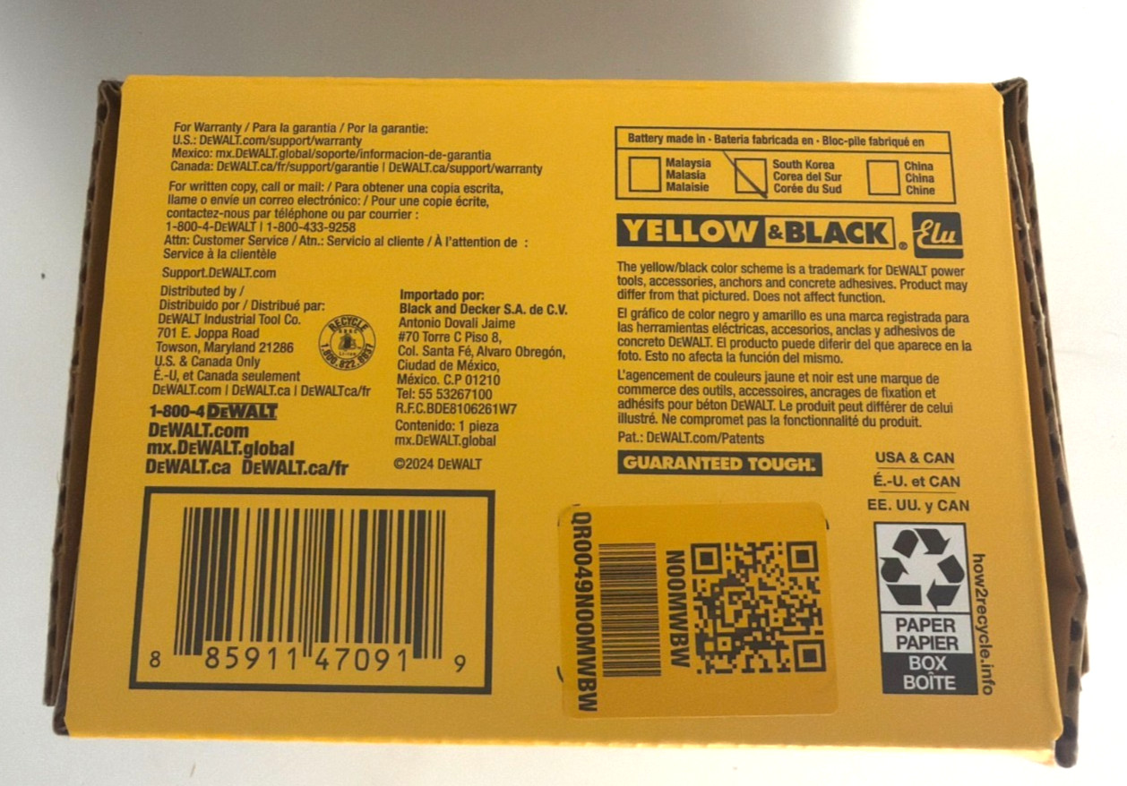 [NEW] (DCB606) DEWALT 20V MAX*/60V MAX* FLEXVOLT 6Ah Battery