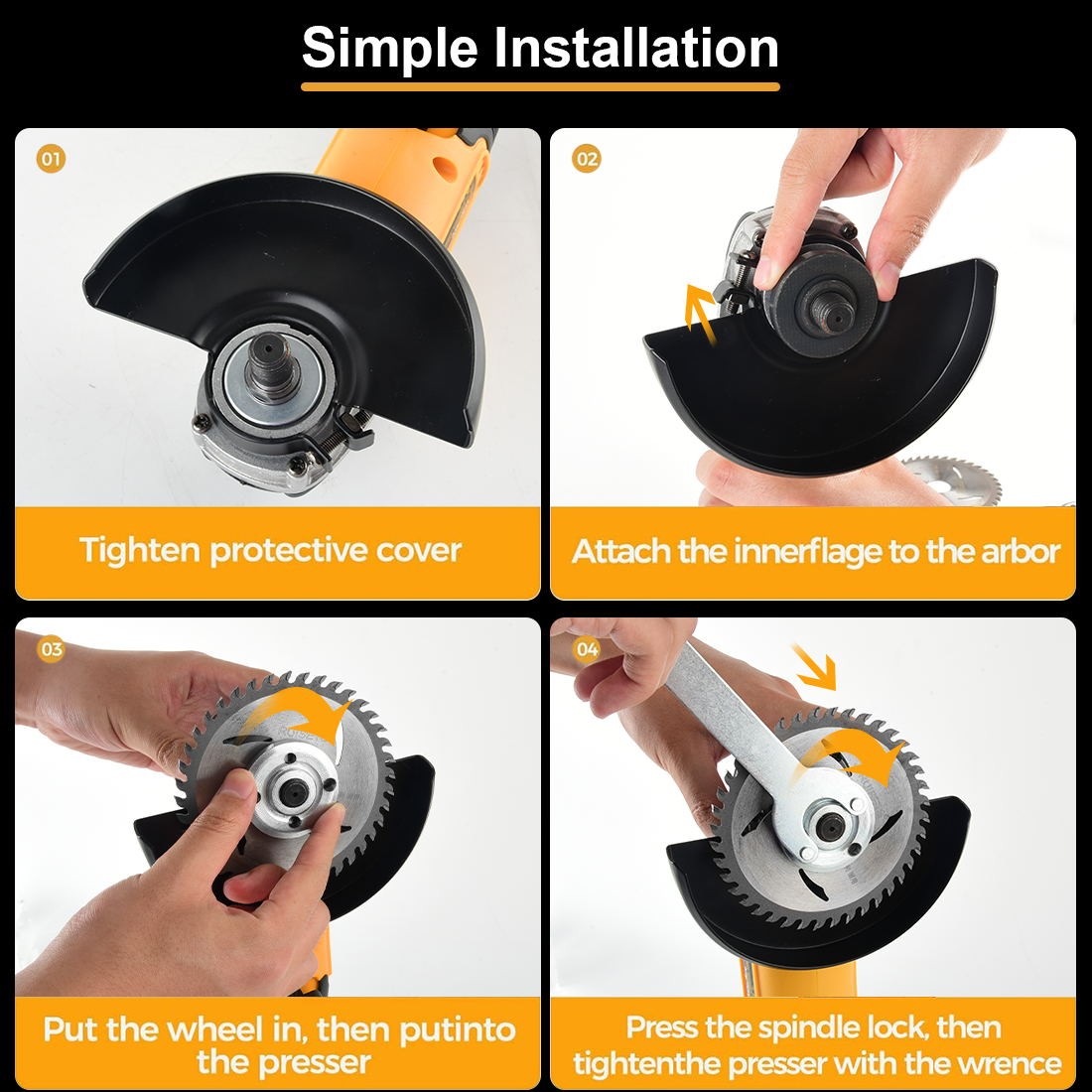 Cordless Brushless 4-1/2 Angle Grinder for Dewalt 20V Battery 9000 RPM Tool