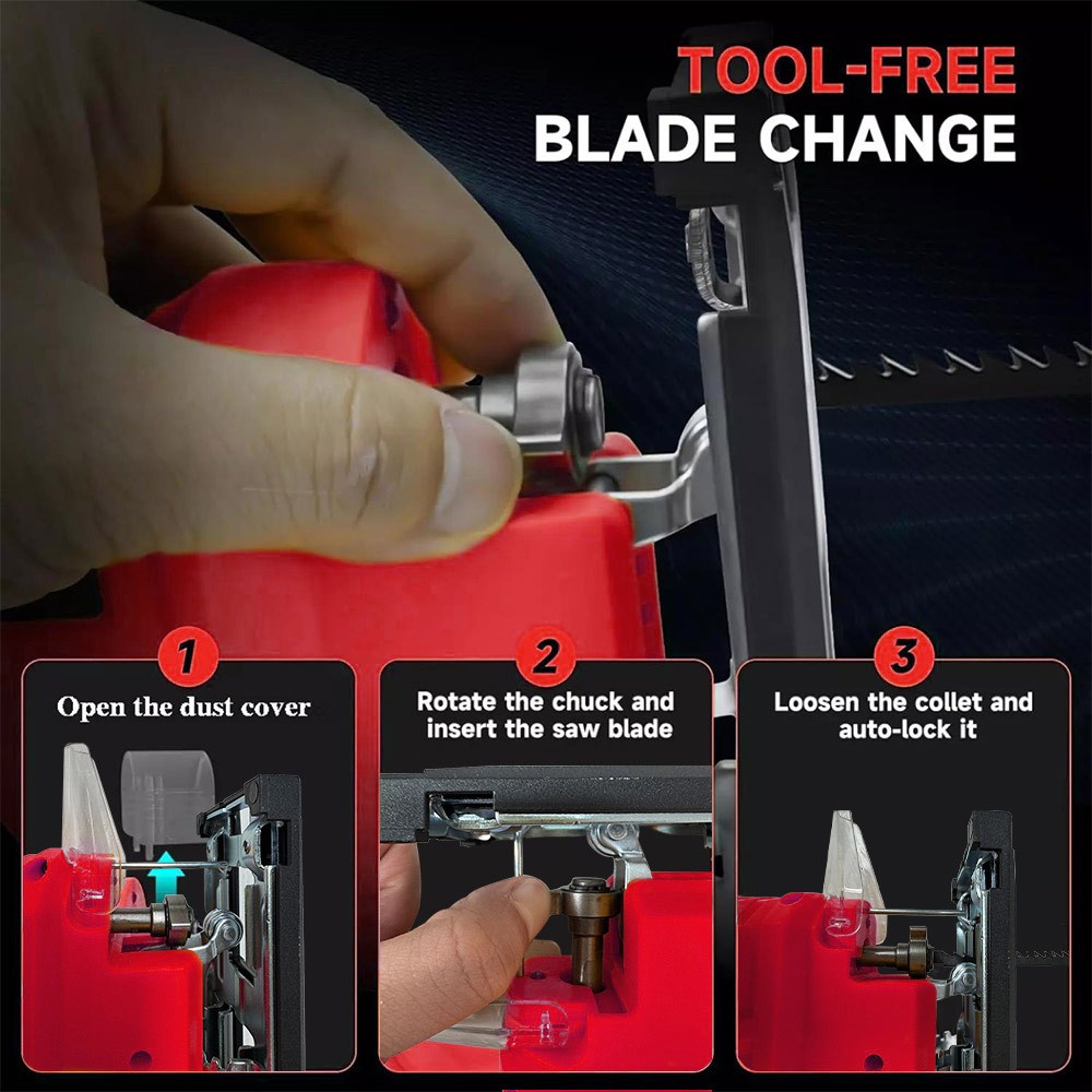 Jigsaw for Milwaukee 18V Battery, Cordless Jig Saw Tool, Brushless Motor, Variab