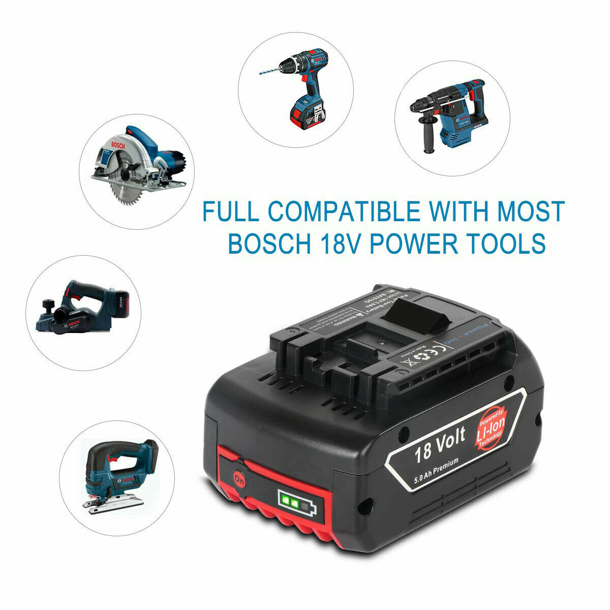 2PCS 18V Battery For Bosch 18V 6.0AH Li-ion BAT609 BAT610G BAT618 GSR18V-LI US #