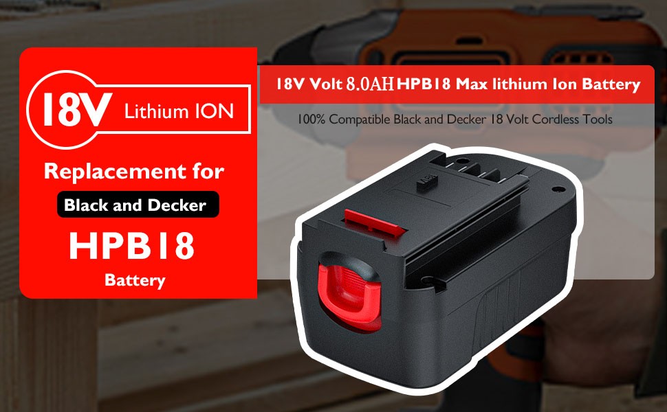 For Black & Decker HPB18 18V 18Volt 8000mAh Lithium-Ion Battery PACK HPB18-OPE