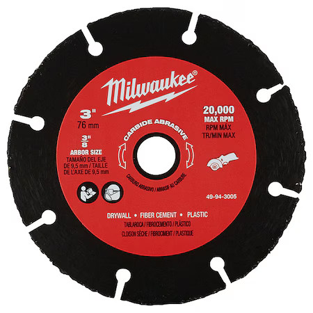 Milwaukee Tool 49-94-3005 Abrasive Cut-Off Wheel, Type 1, 3 In Dia, 0.04 In