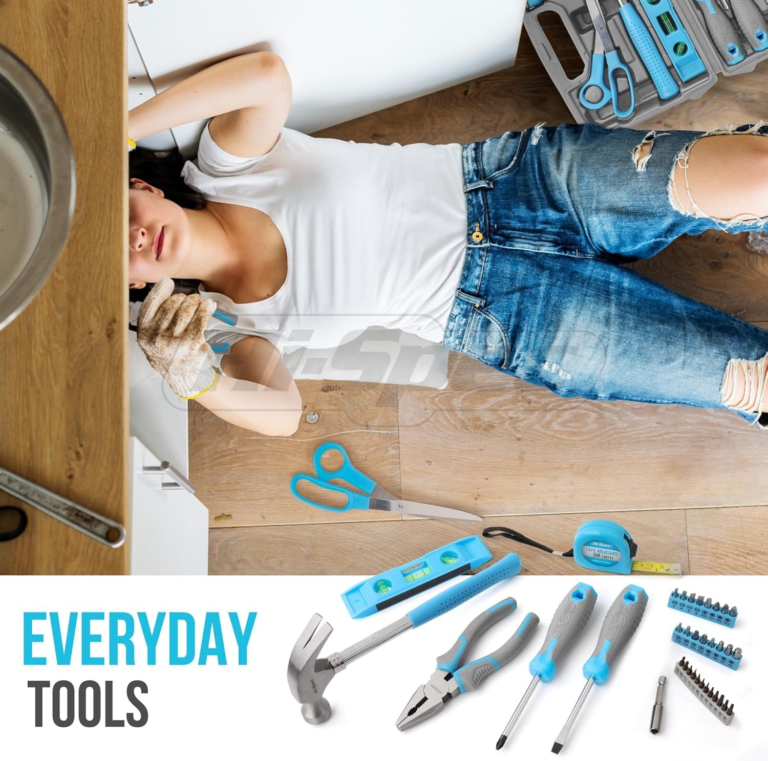 Hi-Spec Blue Household Tool Kit Set with Toolbox for Home, Office & Car