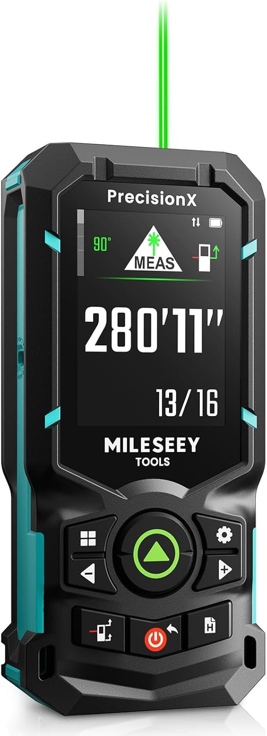 MILESEEY S50 Green-Beam Laser Distance Measure – 400ft Laser Measure P2P, Side-L