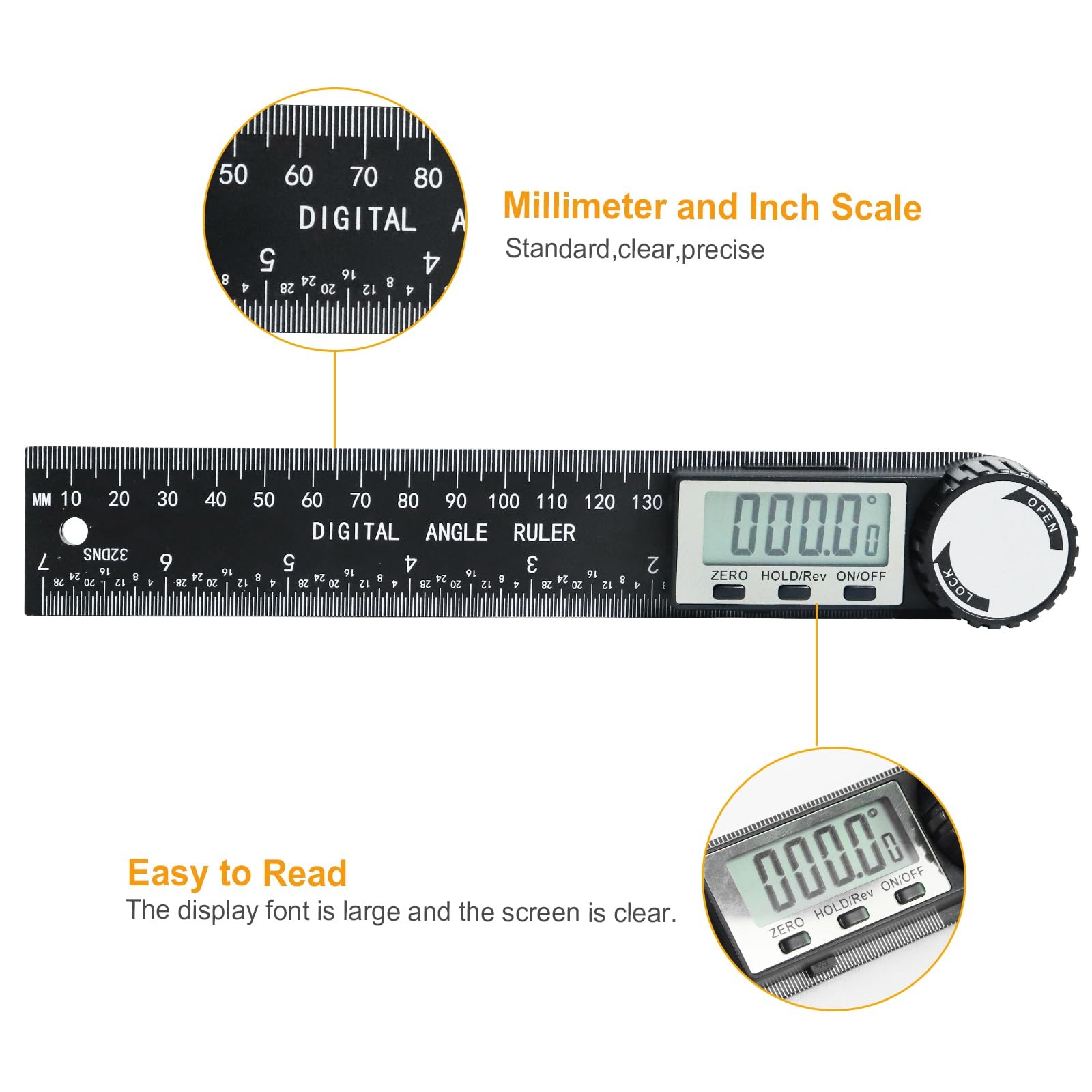 Third Generation Protractor Angle Finder, Digital Ruler with…