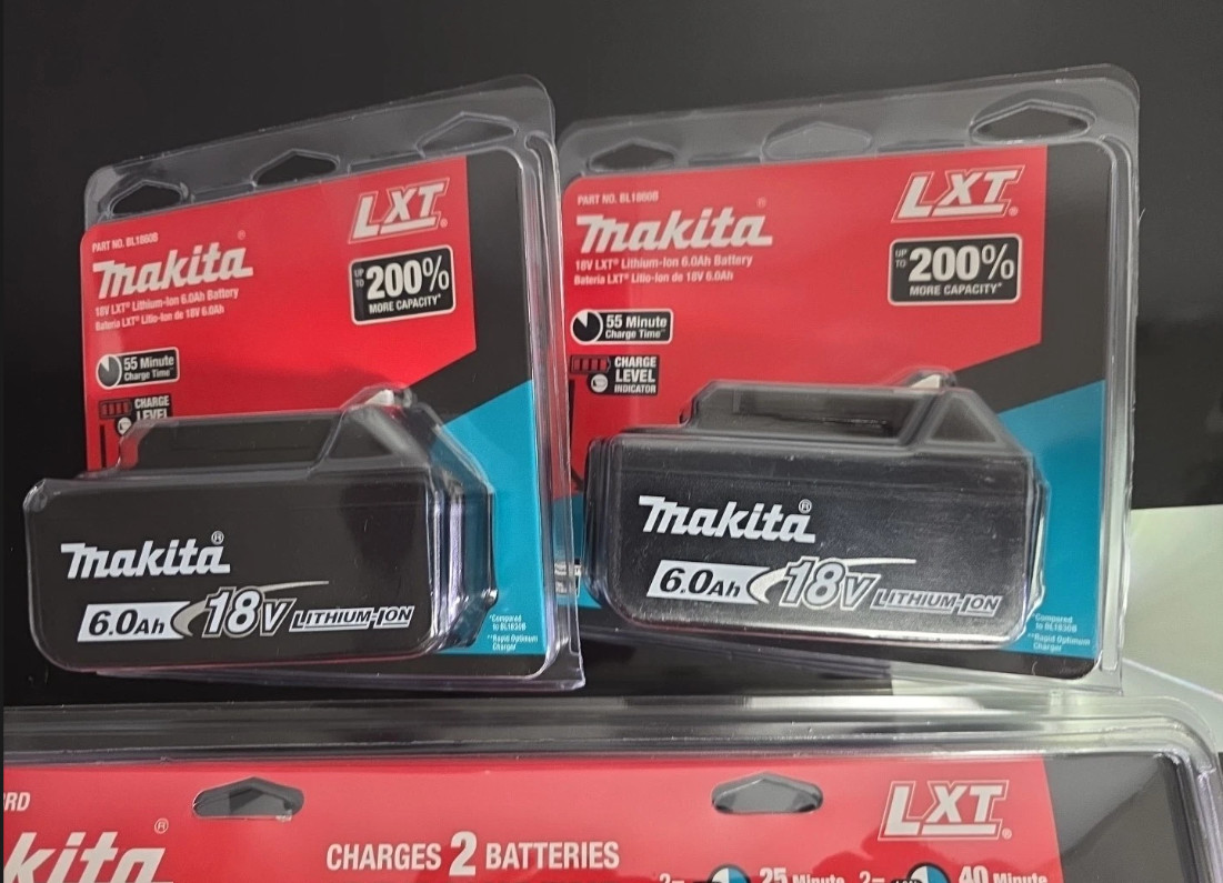 2 x Makita BL1860B-2 18V LXT Lithium-Ion 6.0 Ah Battery – New – USA SHIP