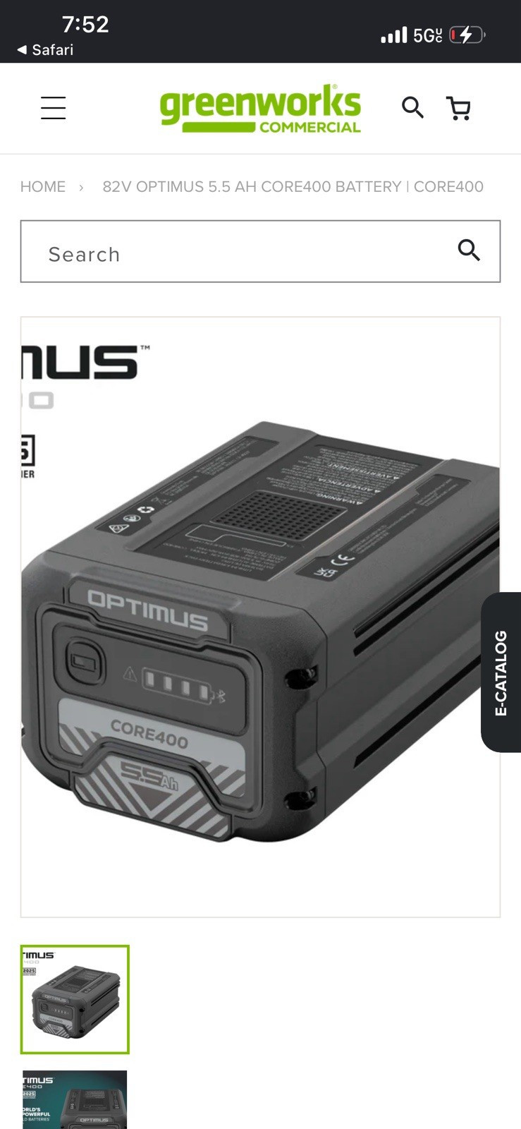 Greenworks CORE400 82V 5.5Ah Lithium-Ion Battery Pack, Black