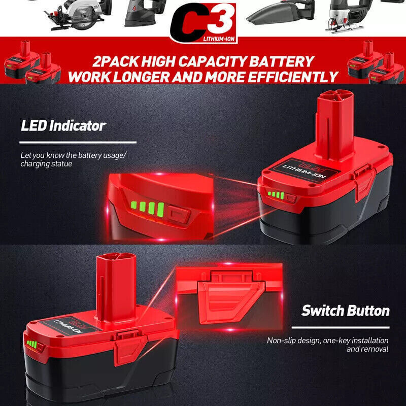 19.2 Volt For Craftsman C3 DieHard 3.0/6.0/8.0Ah Lithium ion Battery 11375 11376