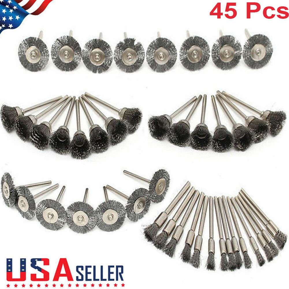 45X Stainless Steel Wire Brush Set Dremel Tool Rotary Die Grinder Removal Wheel