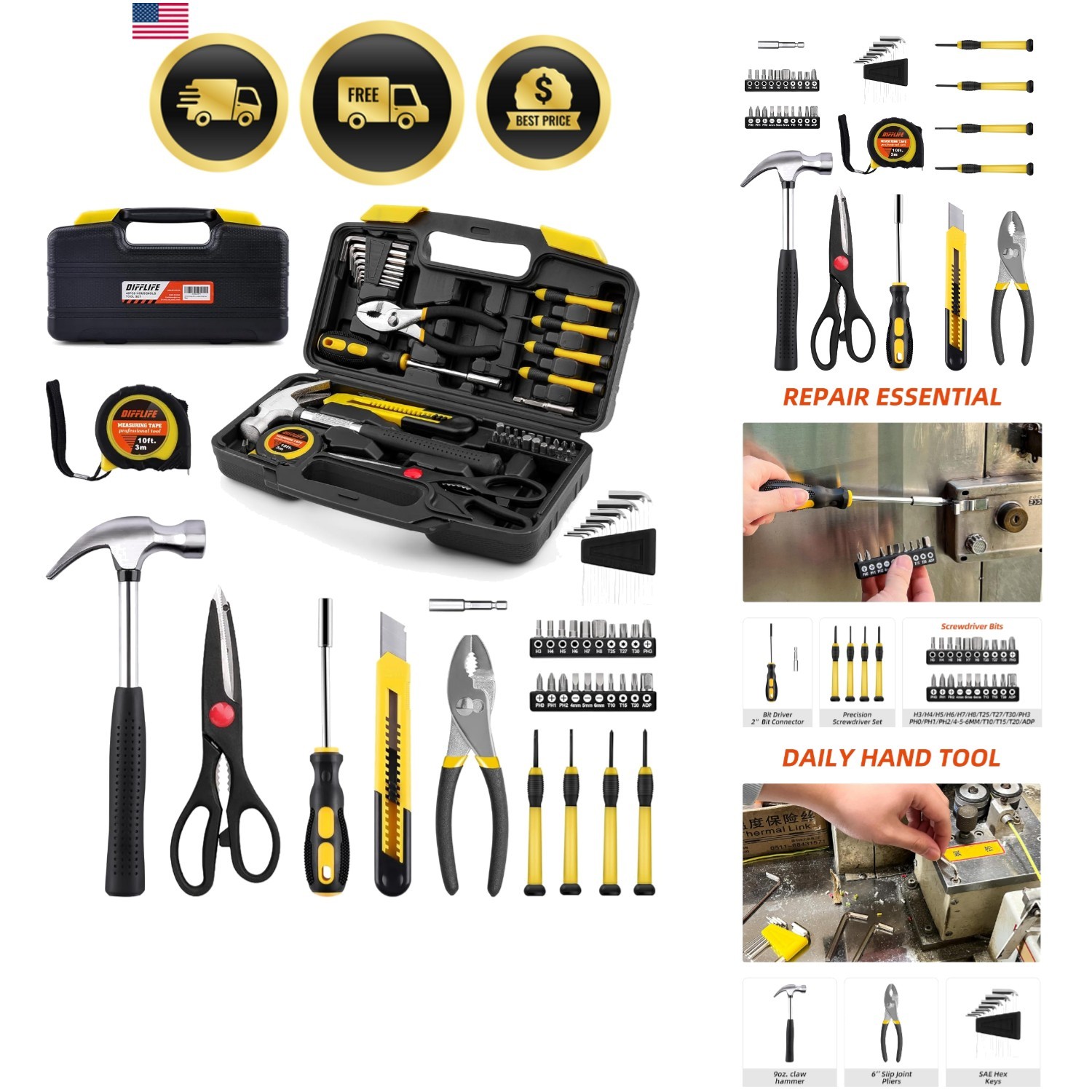 40-Piece Tool Set – General Household Hand Tool Kit with Plastic Toolbox Stor…
