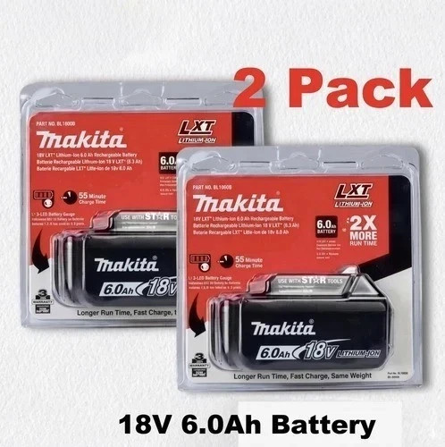 Genuine 2pack Makita BL1860B-2 18V LXT Lithium-Ion 6.0 Ah Battery – New USA SHIP