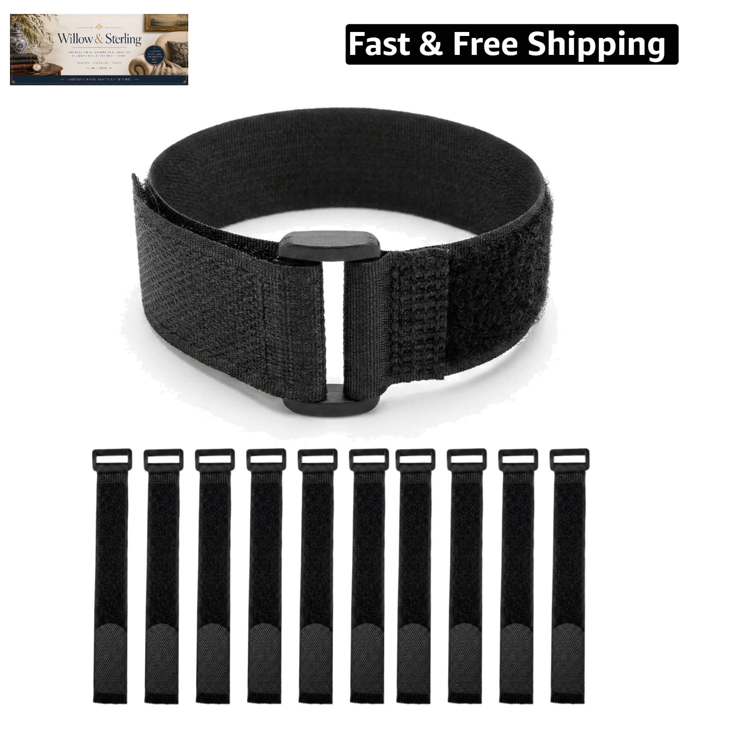 Hook and Loop Straps with Buckle, Reusable Adjustable Cable Management Straps…