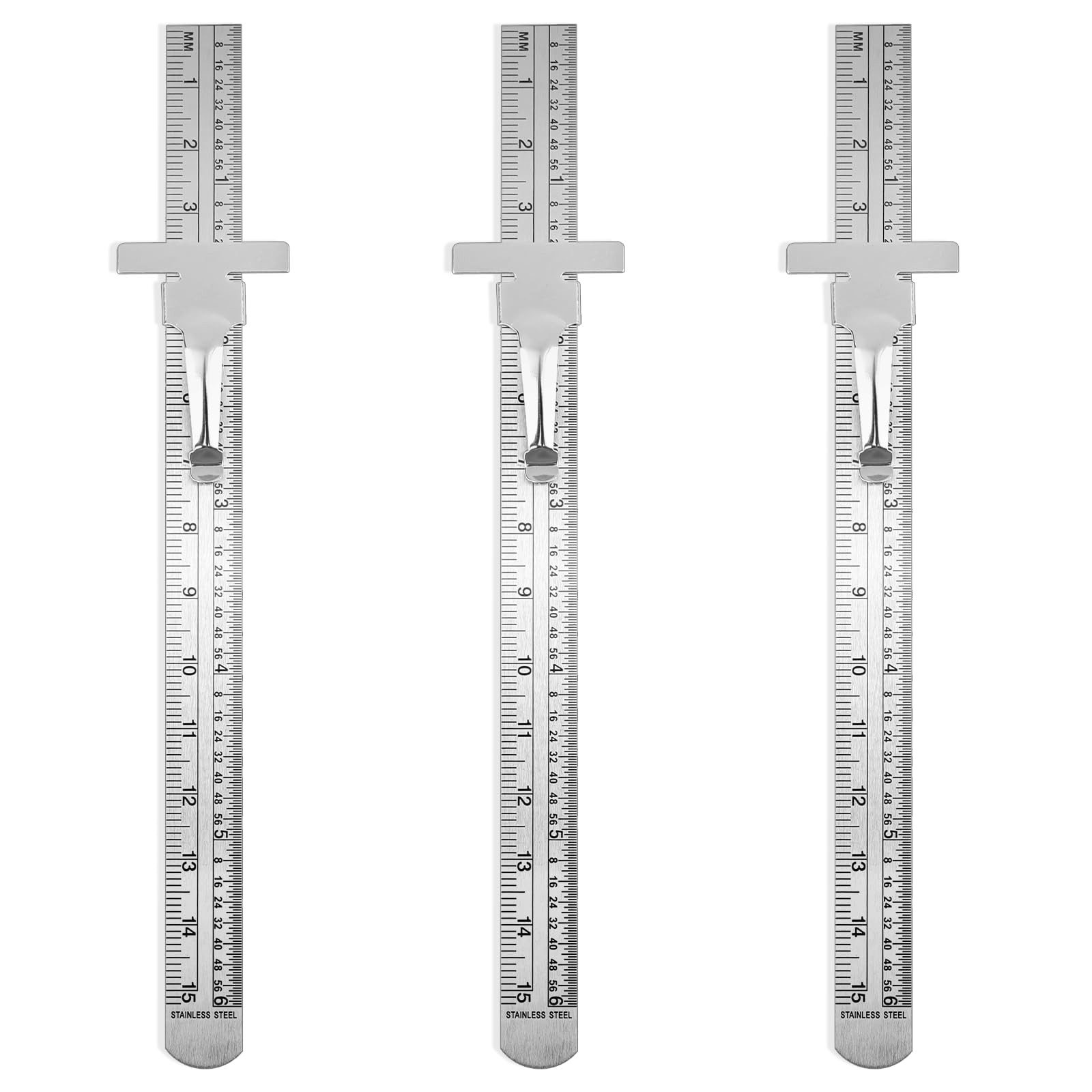 3 Pack Machinist Ruler 6 Inch Pocket Ruler Stainless Steel Metric Ruler Metal
