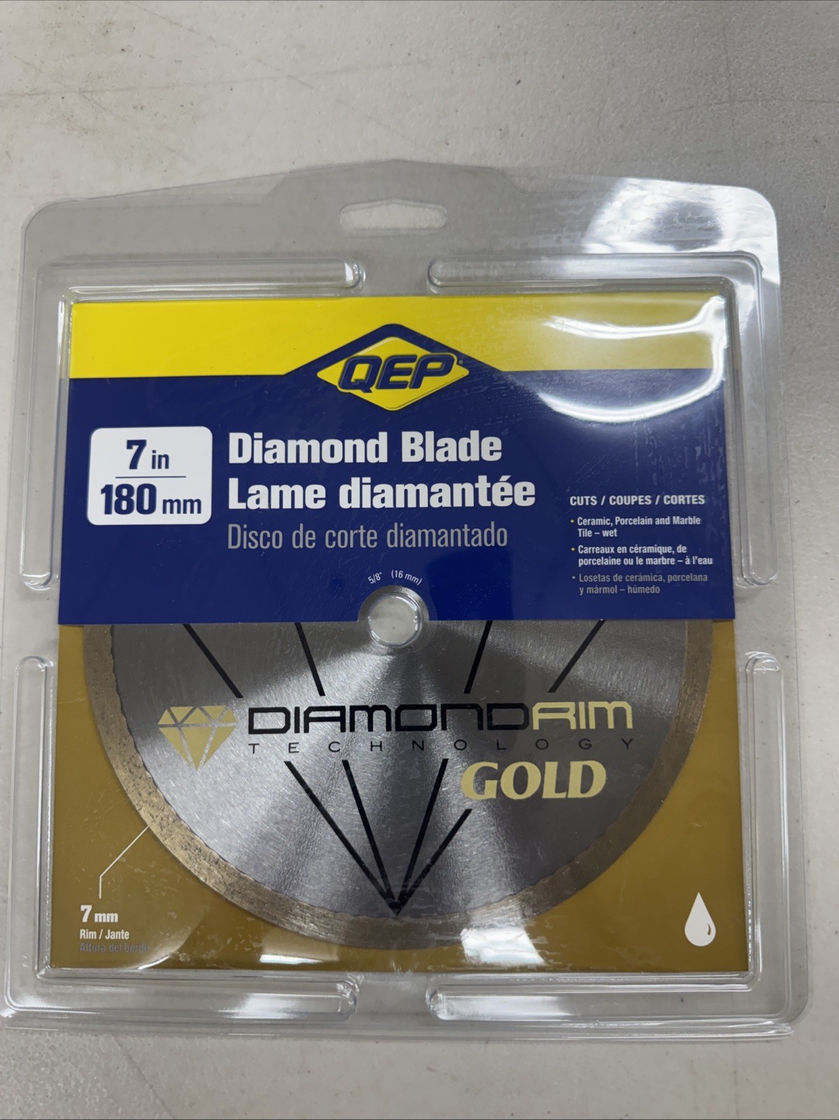 QEP Gold Diamond Blade 7” Continuous Rim Tile Saw Porcelain Marble