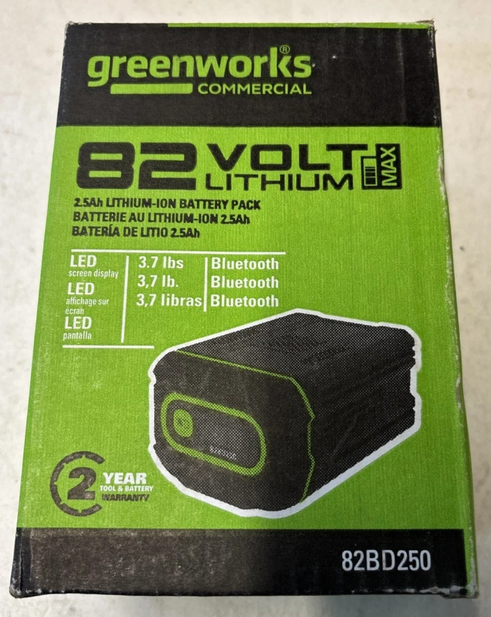 Greenworks 82BD250 – 82V 2.5Ah Battery W/Bluetooth & Digital Readout – NEW