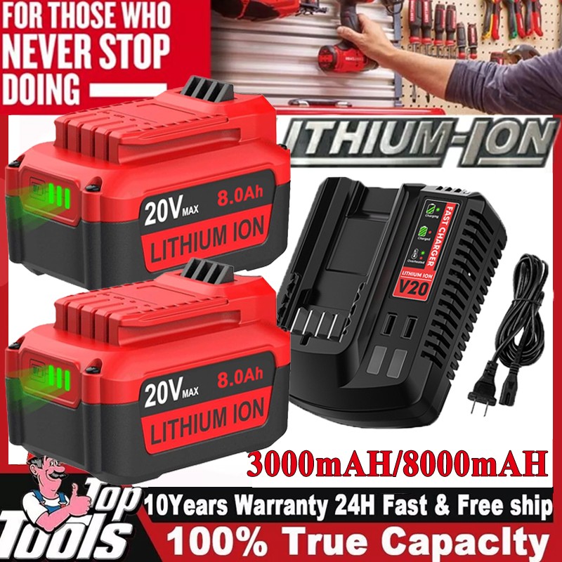 Battery / Charger For Craftsman 20 Volt V20 6.0Ah Li-ion CMCB201 CMCB204 CMCB202